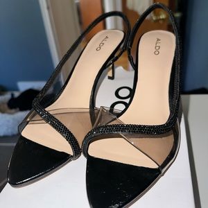 Brand new Aldo, small heel, clear and black